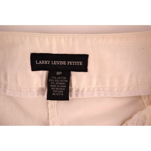 Larry Levine Size 8P Petite White Capris with Gold Buckle Details - Picture 5 of 9